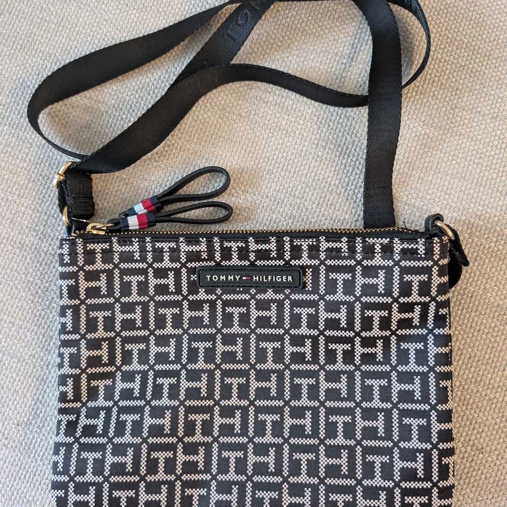 Tommy Hilfiger Monogram Black and White Crossbody Bag